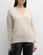 Image 2 of 6: Brochu Walker Ava Ribbed Lace-Trim Wool-Cashmere Sweater