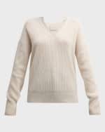 Image 1 of 6: Brochu Walker Ava Ribbed Lace-Trim Wool-Cashmere Sweater