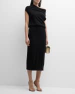 Image 5 of 6: Brochu Walker Lori One-Shoulder Side-Slit Knit Midi Dress