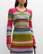 Image 2 of 7: Lingua Franca Ashby Cropped Scoop-Neck Crochet Sweater