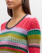 Image 6 of 7: Lingua Franca Ashby Cropped Scoop-Neck Crochet Sweater