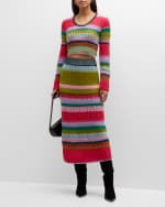 Image 5 of 6: Lingua Franca Ashby Mixed-Stitch Crochet A-Line Midi Skirt