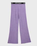 Image 1 of 3: Palm Angels Girl's Logo Band Lurex® Flare Pants, Size 4-12