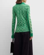 Image 4 of 6: Rosetta Getty Checkerboard Rib-Knit Patchwork Polo Cardigan