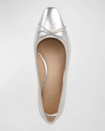 Image 4 of 4: Veronica Beard Cecile Metallic Bow Ballerina Pumps