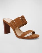 Image 3 of 4: Veronica Beard Georgie Woven Suede Mule Sandals