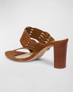 Image 2 of 4: Veronica Beard Georgie Woven Suede Mule Sandals