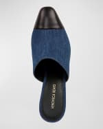 Image 4 of 4: Veronica Beard Carlotta Denim Sap-Toe Mules