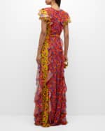 Image 3 of 6: Carolina Herrera Floral Print Ruffled Gown