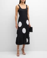 Image 5 of 6: Carolina Herrera Pleated Polka Dot Knit Midi Dress