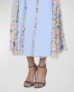 Image 4 of 4: Carolina Herrera Floral Godet Midi Dress