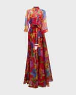 Image 1 of 6: Carolina Herrera Floral-Print Belted Trench Gown
