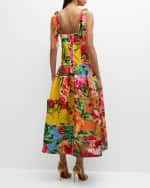 Image 4 of 6: Carolina Herrera Drop Waist Floral Print Dress with Bow Straps