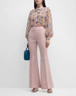 Image 2 of 6: Carolina Herrera Floral-Print Button-Front Top with Balloon Sleeves