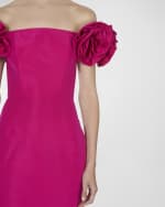 Image 4 of 4: Carolina Herrera Off Shoulder Column Gown with Flower Detail