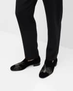 Image 2 of 6: Alexander McQueen Men's Dragonfly Embroidered Velvet Loafers