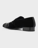 Image 3 of 6: Alexander McQueen Men's Dragonfly Embroidered Velvet Loafers