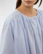 Image 3 of 3: Peserico Ruched Striped Chain-Embellished Shirt