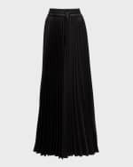 Image 1 of 6: Peter Do Side-Stripe Pleated Maxi Pajama Skirt