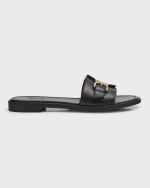 Image 1 of 6: Chloe Marcie Leather Buckle Flat Sandals