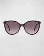 Image 3 of 3: Carolina Herrera Shimmery Embellished Acetate & Metal Cat-Eye Sunglasses