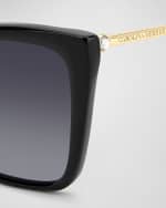 Image 2 of 3: Carolina Herrera Embellished Patterned Mixed-Media Cat-Eye Sunglasses