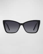 Image 1 of 3: Carolina Herrera Embellished Patterned Mixed-Media Cat-Eye Sunglasses