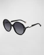 Image 1 of 3: Carolina Herrera Two-Tone Acetate Round Sunglasses