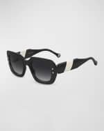 Image 1 of 3: Carolina Herrera Patterned Acetate Rectangle Sunglasses