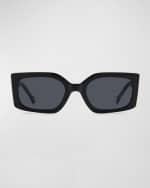 Image 1 of 3: Carolina Herrera Contrasting Acetate Rectangle Sunglasses