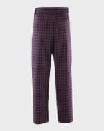Image 2 of 2: Rachel Riley Boy's Mini Check-Print Trousers, Size 2-10