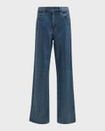 Image 2 of 6: Kobi Halperin Kendall Mid-Rise Diamante Straight-Leg Denim Jeans