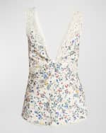 Image 2 of 7: Rabanne Haut Lace-Trim Floral Tank Top