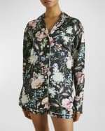 Image 3 of 4: Olivia von Halle Alba Floral-Print Silk Pajama Set