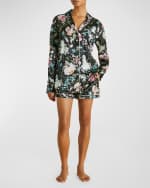 Image 1 of 4: Olivia von Halle Alba Floral-Print Silk Pajama Set