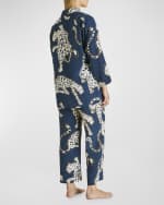 Image 2 of 5: Olivia von Halle Casablanca Cropped Animal-Print Silk Pajama Set