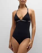 Image 2 of 5: Dolce&Gabbana Branded Elastic One-Piece Swimsuit