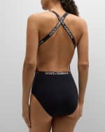 Image 3 of 5: Dolce&Gabbana Branded Elastic One-Piece Swimsuit