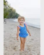 Image 2 of 3: Florence Eiseman Girl's Royal Daisy-Print Swimsuit W/ Flowers, Size 2-6X