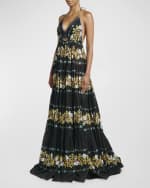 Image 5 of 6: Etro Tiered Embroidered Sangallo Lace Halter Gown
