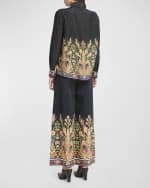 Image 3 of 6: Etro Kaleidoscope-Print Long-Sleeve Button-Front Voile Shirt