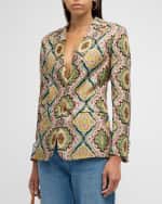 Image 2 of 6: Etro Medallion-Print Silk Single-Breasted Blazer Jacket