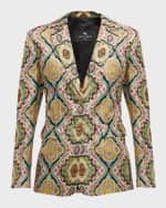 Image 1 of 6: Etro Medallion-Print Silk Single-Breasted Blazer Jacket