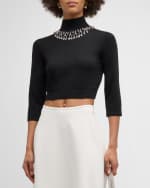 Image 2 of 6: Zimmermann Matchmaker High-Neck Crystal Crop Top