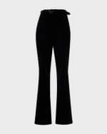 Image 1 of 6: Proenza Schouler Marie Belted Bootcut-Leg Velvet Pants