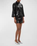 Image 4 of 6: Theory Sequin Long-Sleeve Long-Sleeve Top