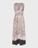 Image 2 of 4: Altuzarra Fiona Plunging Tie-Dye Gathered Sleeveless Midi Dress