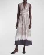 Image 1 of 4: Altuzarra Fiona Plunging Tie-Dye Gathered Sleeveless Midi Dress