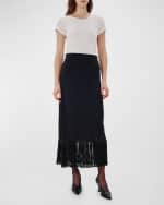 Image 5 of 6: Another Tomorrow Fringe Hem Knit Maxi Skirt
