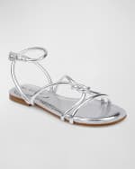 Image 3 of 4: DEE OCLEPPO Barbados Metallic Strappy Flat Sandals